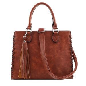 LADY CONCEAL Women’s Brown Concealed-Carry Leather Tote Bag